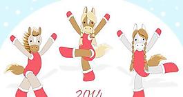 有趣的馬2014新年設(shè)計(jì)矢量圖02