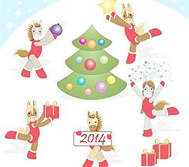 有趣的馬2014新年設(shè)計(jì)矢量圖05