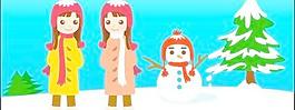 雪人和小女孩矢量