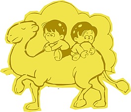 坐在駱駝上的小伙伴