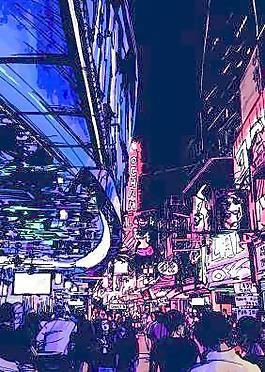 畫的夜生活的城市設(shè)計(jì)矢量圖02