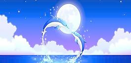 浪漫的海豚背景矢量