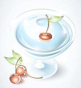 玻璃飲料和水果矢量集07