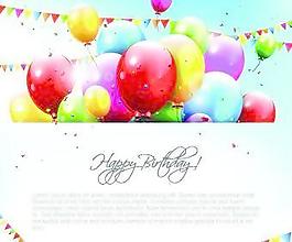 彩色气球矢量06生日快乐