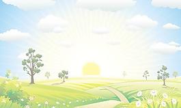 美麗的夏天，景觀設(shè)計矢量圖04