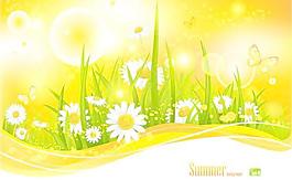 美麗的夏天，景觀設(shè)計(jì)矢量圖01