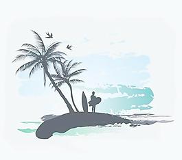 棕櫚海灘背景矢量04