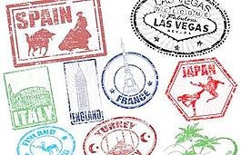 各種旅游郵票設(shè)計(jì)矢量圖05