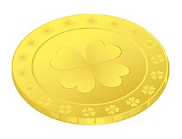 黃金三葉草標(biāo)志硬幣向量