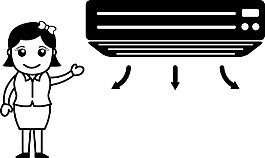 空調辦公人物插畫矢量