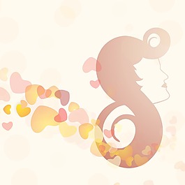 三八婦女節(jié)賀卡或海報的棕色背景女孩插畫設(shè)計