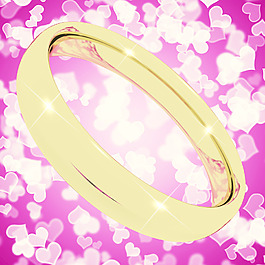粉紅色背景虛化背景的心代表愛的情人 結(jié)婚金戒指