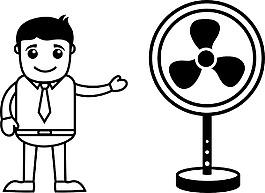 復(fù)古臺(tái)扇辦公人物插畫矢量