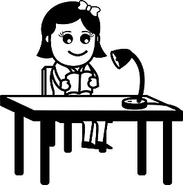 女人学习卡通办公矢量插画