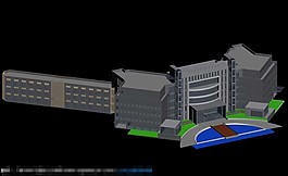 步行街商業(yè)中心建筑群3D建筑模型