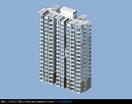 塔式十七层住宅楼建筑模型