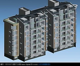 中國(guó)現(xiàn)代多層住宅3D建筑模型