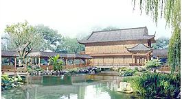 古建筑效果圖一張-PSD