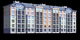 對稱式設計多層城市住宅3d建筑模型