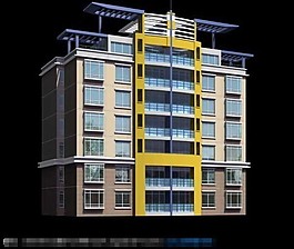 中間鑲黃設(shè)計(jì)城市住宅3d建筑模型