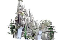 假山SU模型