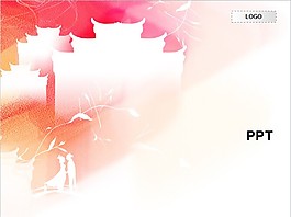 楓葉浪漫背景七夕PPT模板