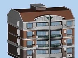 五層城市住宅3d建筑模型