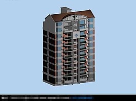 現(xiàn)代城市小高層住宅3d建筑模型