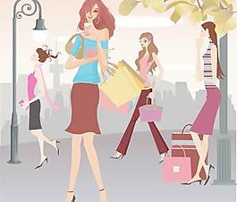 購物女性02矢量