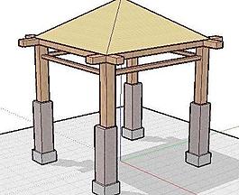 建筑小品四方亭Sketchup模型