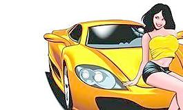 自行車賽車與女孩矢量圖01