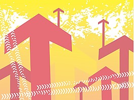 黃色的旗幟 垃圾和箭頭的主題