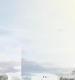 城市廣場(chǎng)效果圖及天空素材－PSD分層素材模板