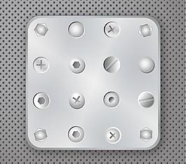 用螺釘04金屬背景矢量