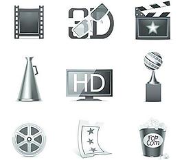 矢量圖標(biāo)集的3D電影元素03