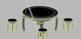 室內(nèi)裝飾家具桌椅組合033D模型