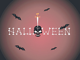 萬圣節的紅色背景與顱骨和劍