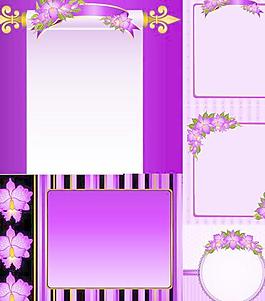 紫色的花朵裝飾框向量
