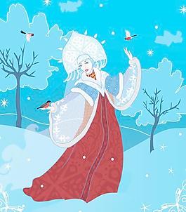套俄國(guó)式的圣誕節(jié)元素矢量圖01