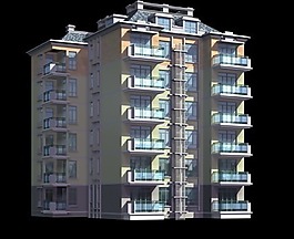 多層城市住宅3d建筑模型