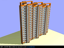3D高層住宅現(xiàn)代建筑模型
