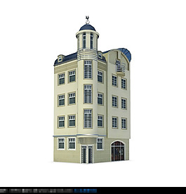 米白色多層房屋max建筑模型