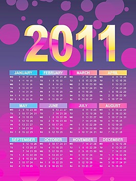 矢量日歷的新年2011