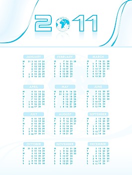 矢量日歷的新年2011