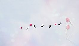 耳塞音符淡雅背景PPT模板