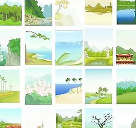 多個(gè)山水風(fēng)景 cdr矢量素材圖片 下載
