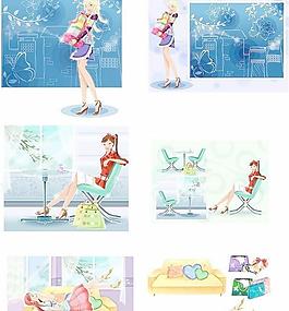 6個(gè)矢量美女圖片 下載