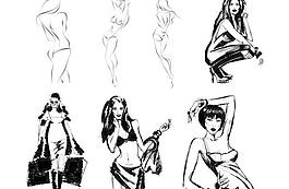 草图美女矢量素材