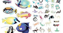 現(xiàn)實(shí)主義與抽象動(dòng)物魚矢量素材
