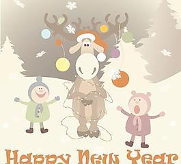 圣誕節(jié)卡通插畫01矢量